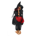 Halloween Hanging Witch Dolls Voice Control Prop Animated Ghost Scary Riding Broom Wall Hanging Party Outdoor Home Decoration Toy
