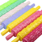 Plastic Non Stick Fondant Rolling Pin Tool Portable Embossed Rolling Pin Fondant Pastry Cake Decorating Tool