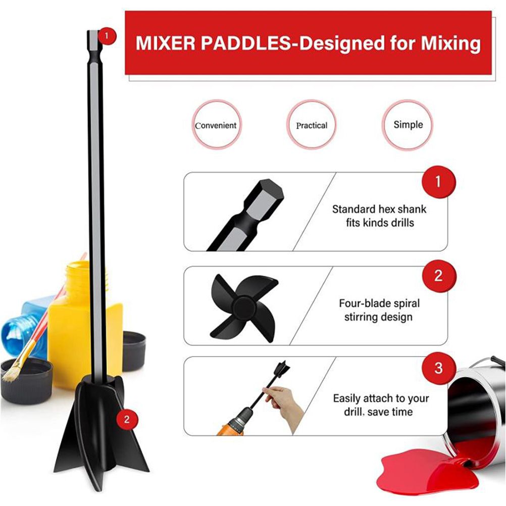 Resin Mixer Epoxy Mixer Paddles Paint Mixer for Drill Reusable Bidirectional Paint Stirrer for Drill Epoxy and Paint Mixer Drill Attachment