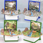 2Pcs Mini 3D Dinosaur Astronomy Book Keychains Miniature Book Keyring Purse Backpack Keychain Sensory Toy Stress Relief Toy for Kids Adults