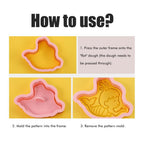 8Pcs 3D Biscuit Cutters Cartoon Dinosaur Fruit Vegetable Birthday Biscuit Mould Baking Mould Hand Press Biscuit Stamp