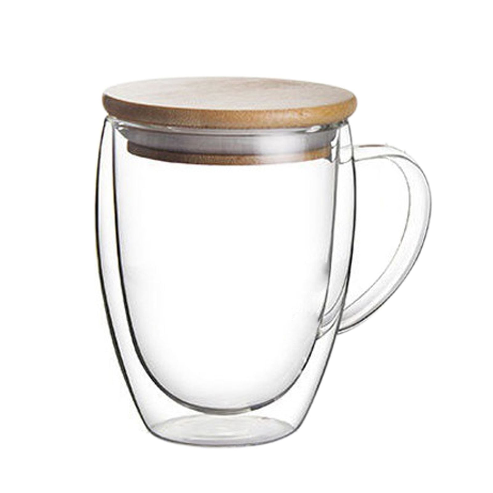 Transparent Double Wall Cup with Lid Thickened Coffee Cup Double Milk Cup