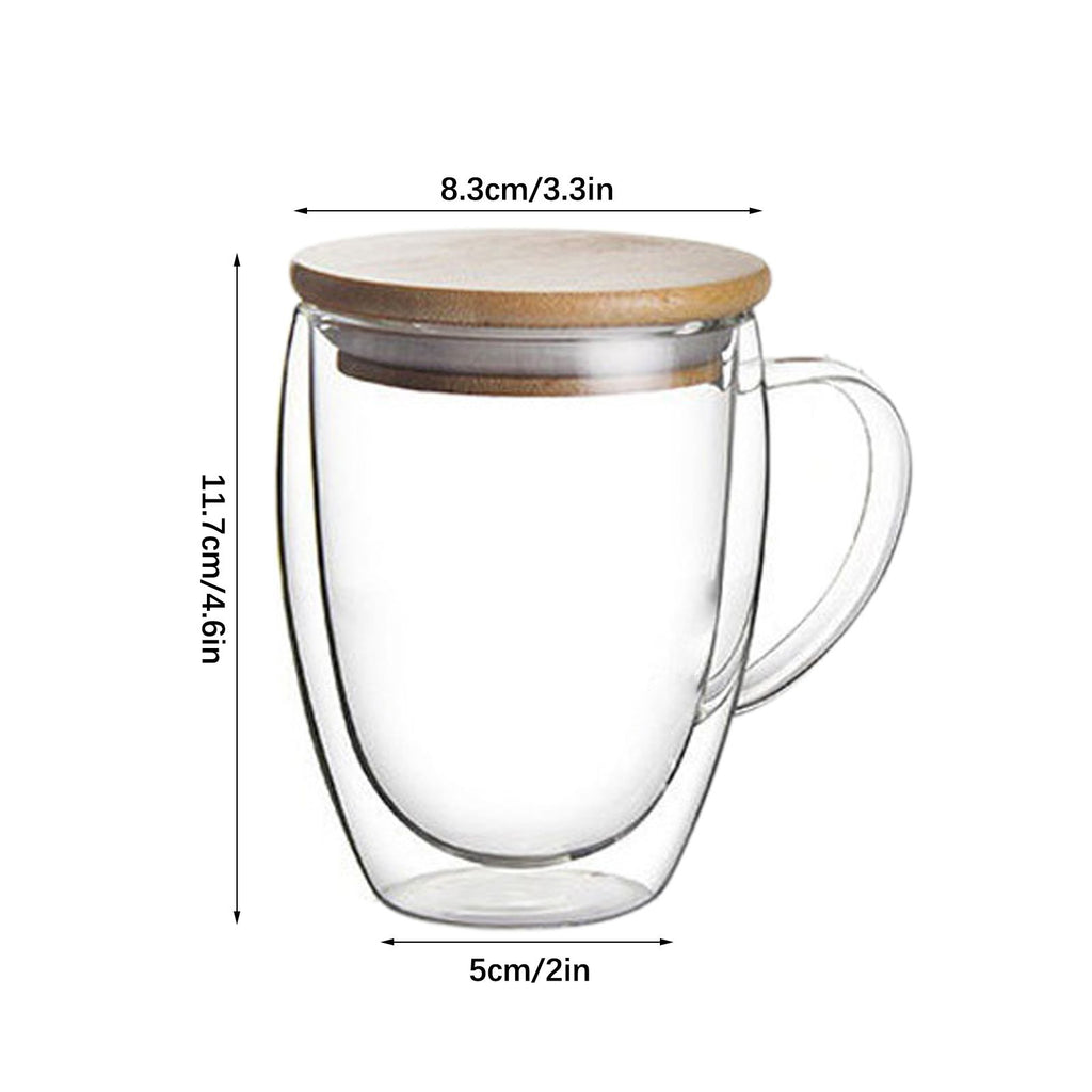 Transparent Double Wall Cup with Lid Thickened Coffee Cup Double Milk Cup