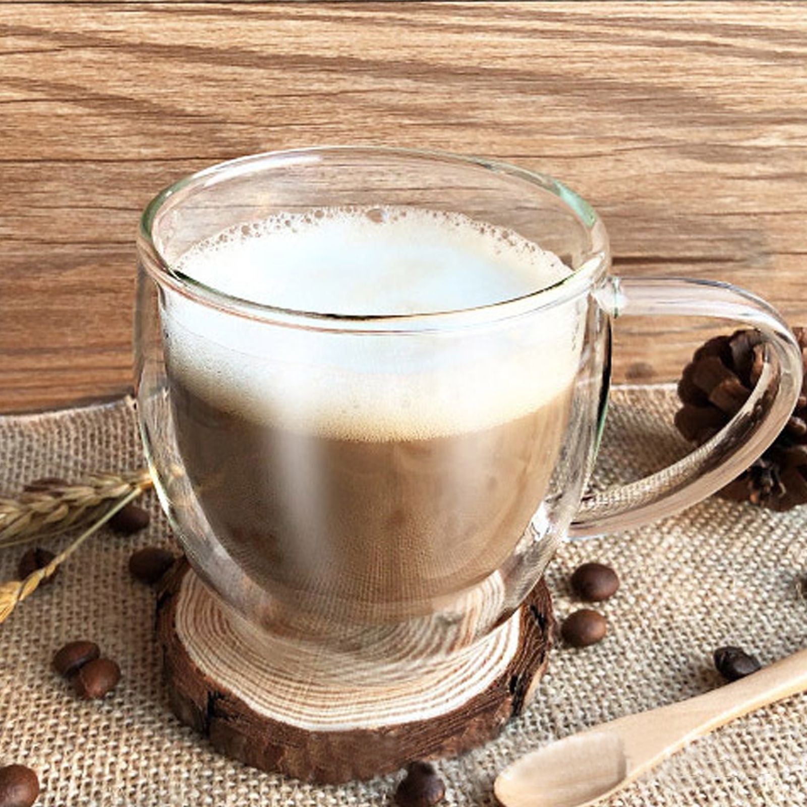 Transparent Double Wall Cup with Lid Thickened Coffee Cup Double Milk Cup