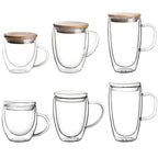 Transparent Double Wall Cup with Lid Thickened Coffee Cup Double Milk Cup