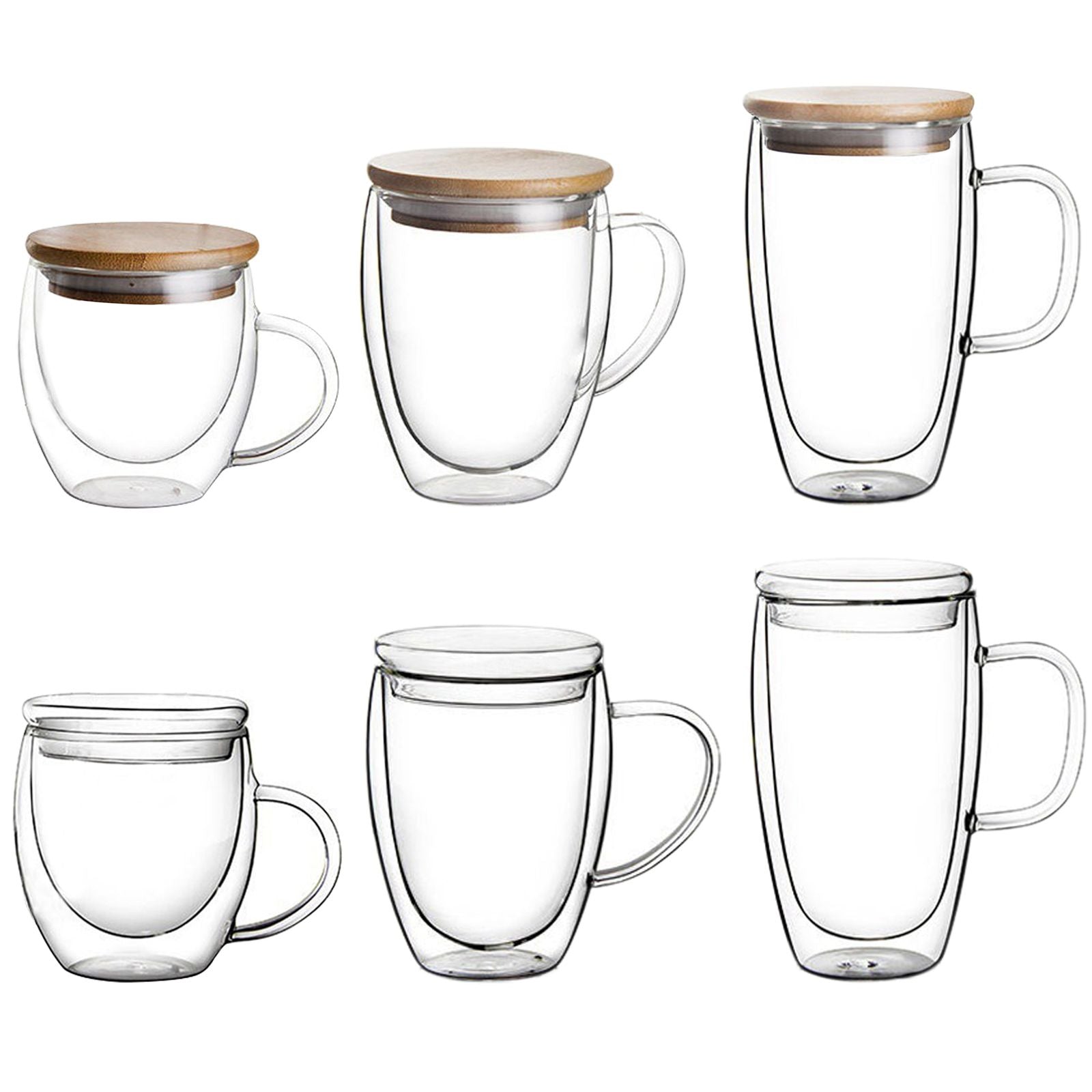 Transparent Double Wall Cup with Lid Thickened Coffee Cup Double Milk Cup