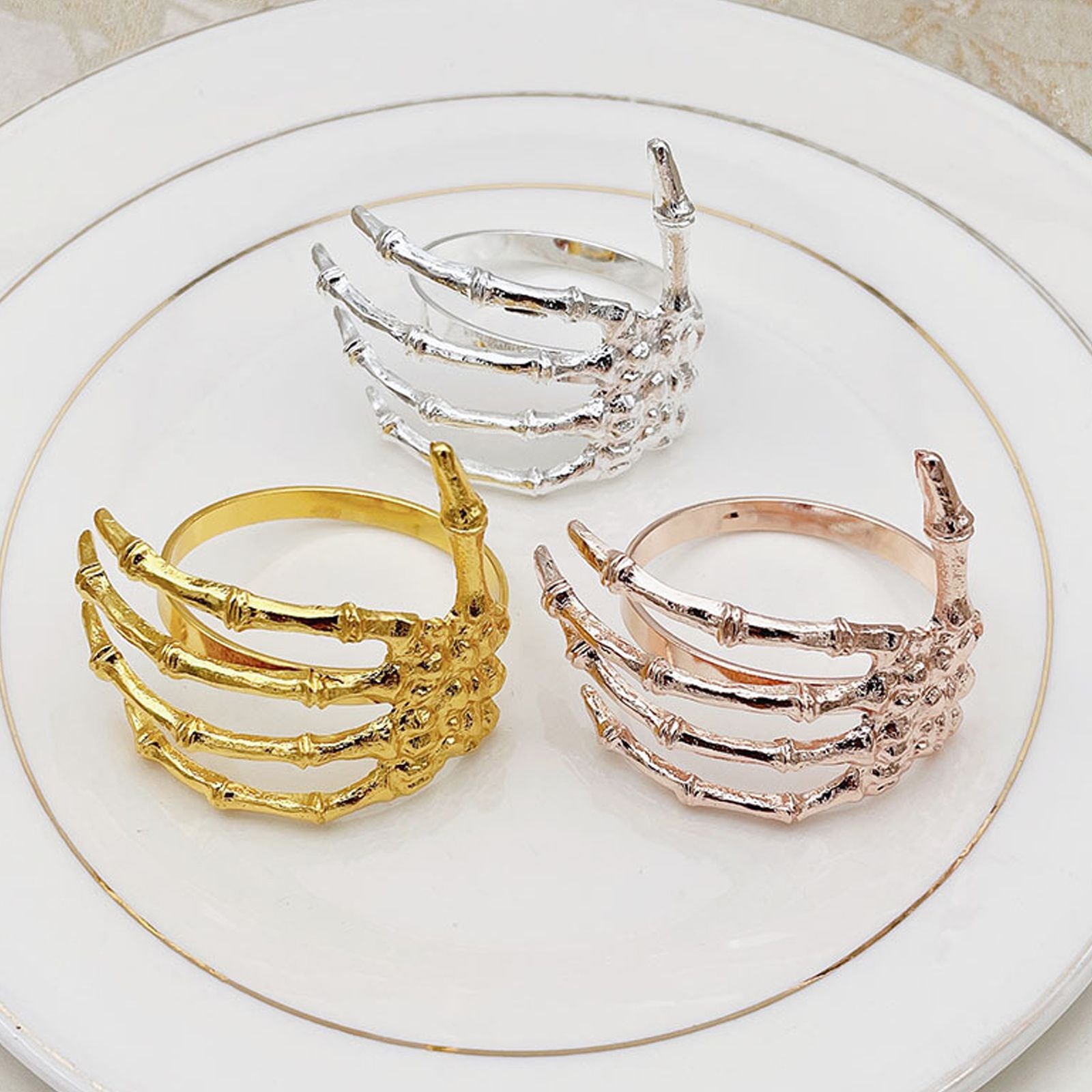Wine Tableware Halloween Napkin Buckle Ghost Hand Napkin Ring Alloy Napkin Ring Gold
