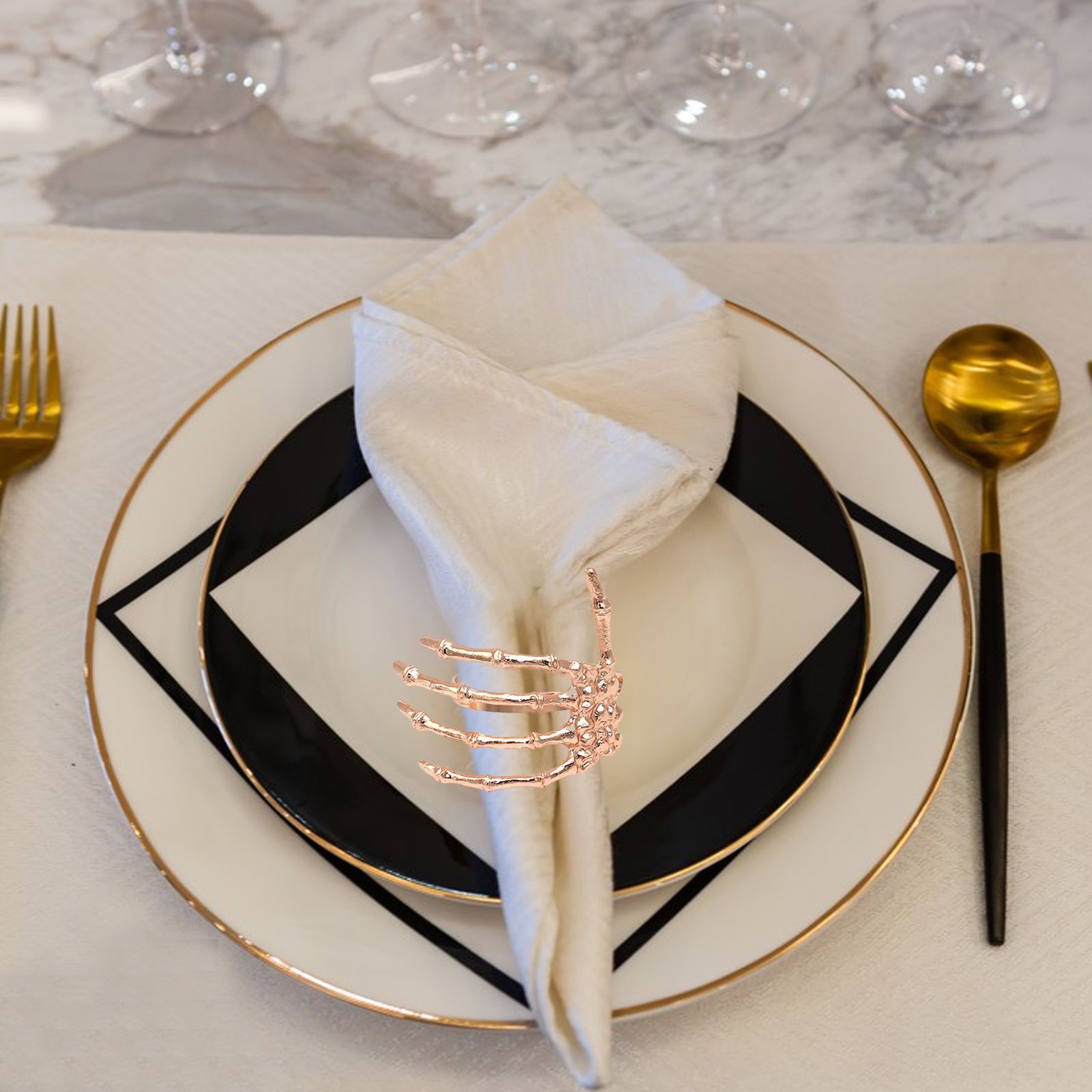 Wine Tableware Halloween Napkin Buckle Ghost Hand Napkin Ring Alloy Napkin Ring Black