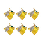 6 PCS Strawberry and Lemon Napkin Rings Alloy Napkin Rings Napkins Rings