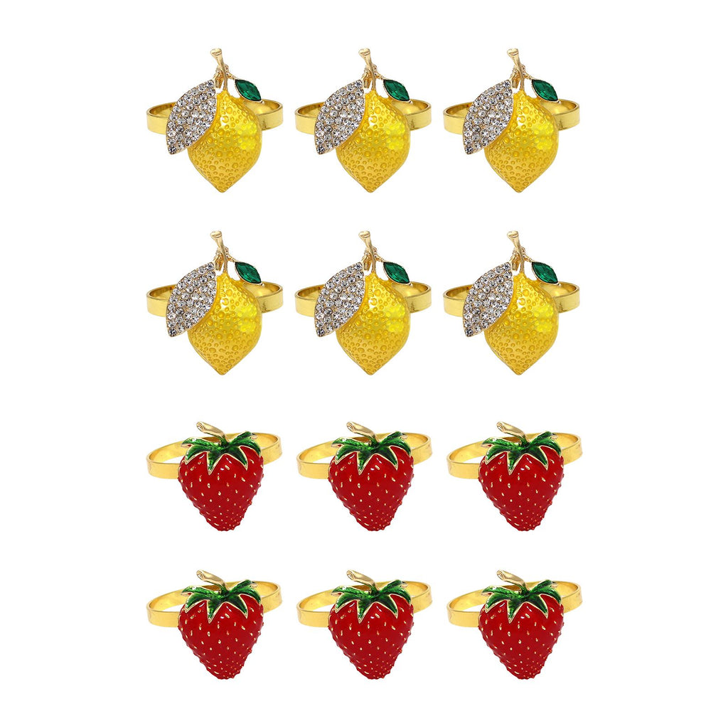 6 PCS Strawberry and Lemon Napkin Rings Alloy Napkin Rings Napkins Rings