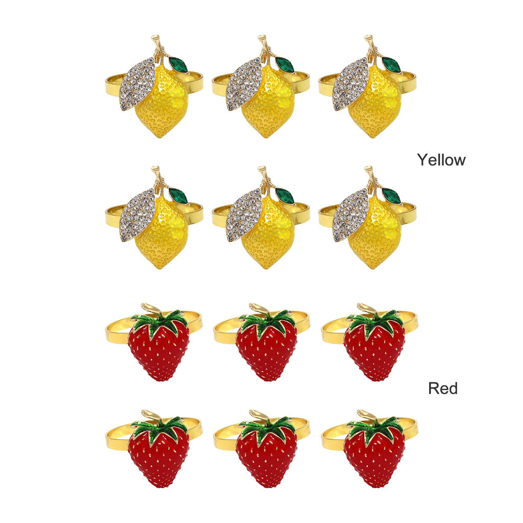 6 PCS Strawberry and Lemon Napkin Rings Alloy Napkin Rings Napkins Rings
