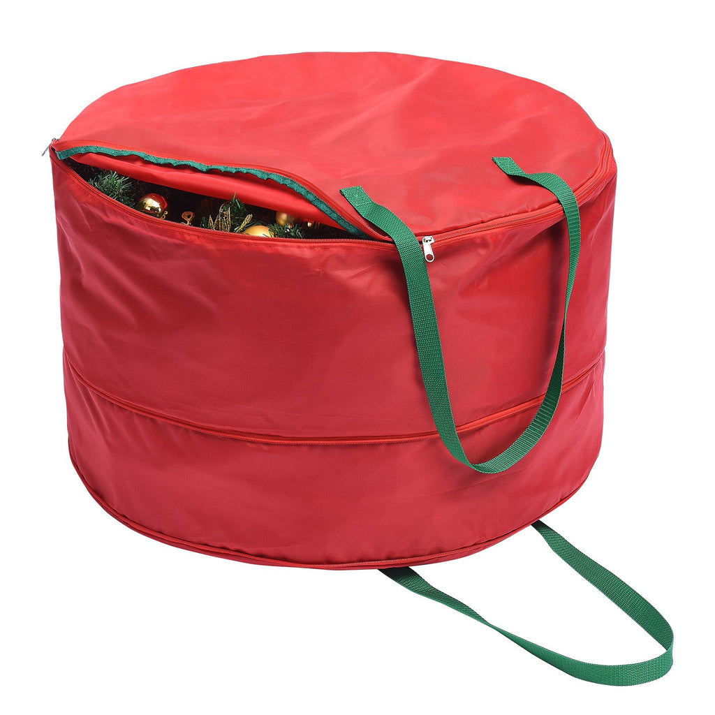Storage Bag Durable Nylon Waterproof Tearproof Lightweight Portable Dual Zippers Christmas Wreath Storage Bag