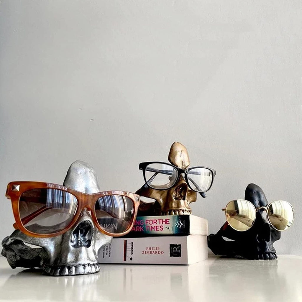 Skull Glasses Holder Sturdy Resin Rich Details Vivic Colors Skull Glasses Stand