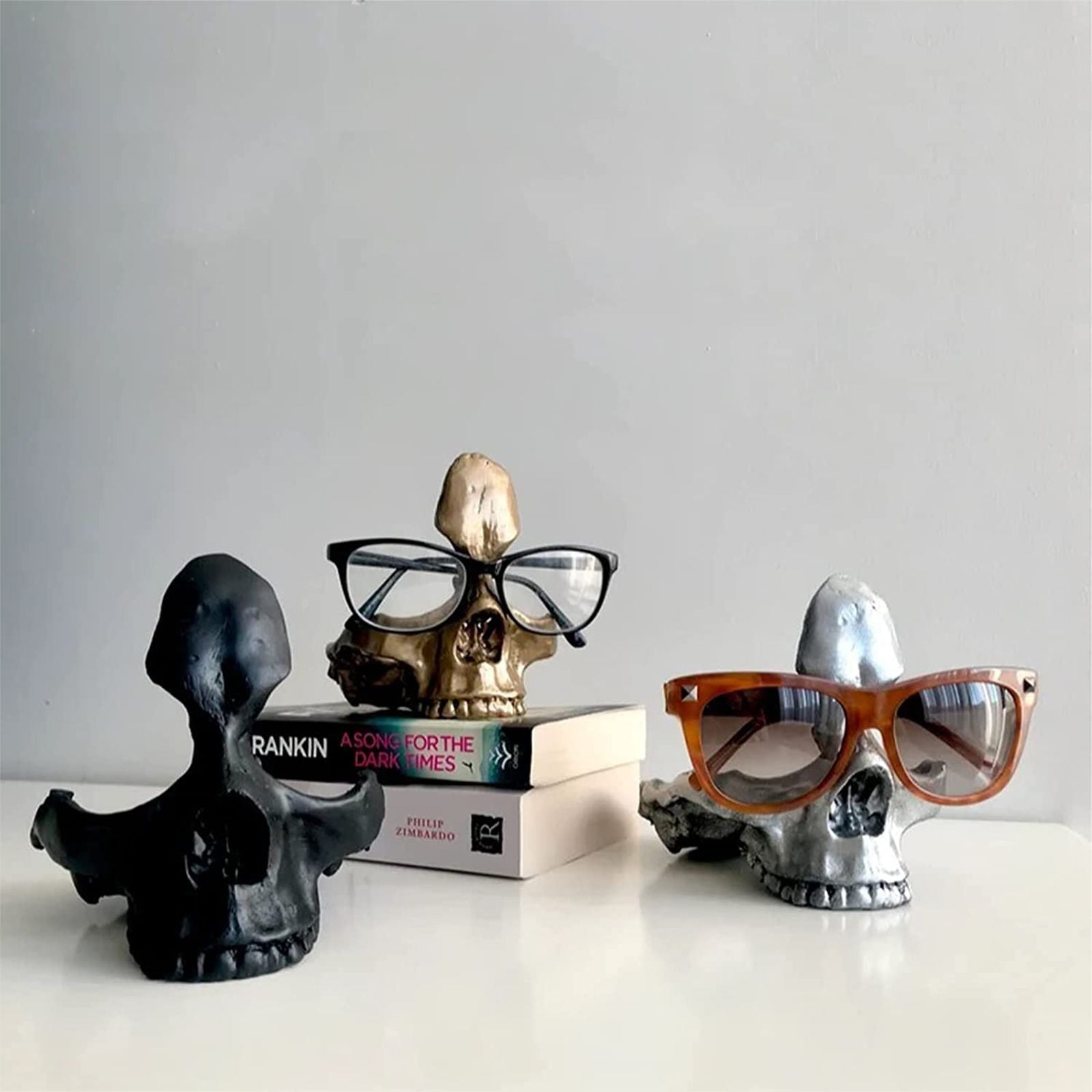 Skull Glasses Holder Sturdy Resin Rich Details Vivic Colors Skull Glasses Stand