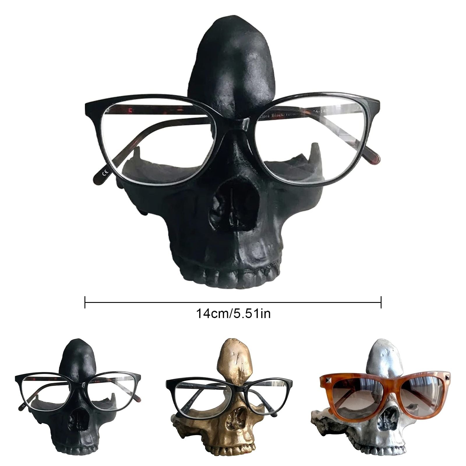 Skull Glasses Holder Sturdy Resin Rich Details Vivic Colors Skull Glasses Stand