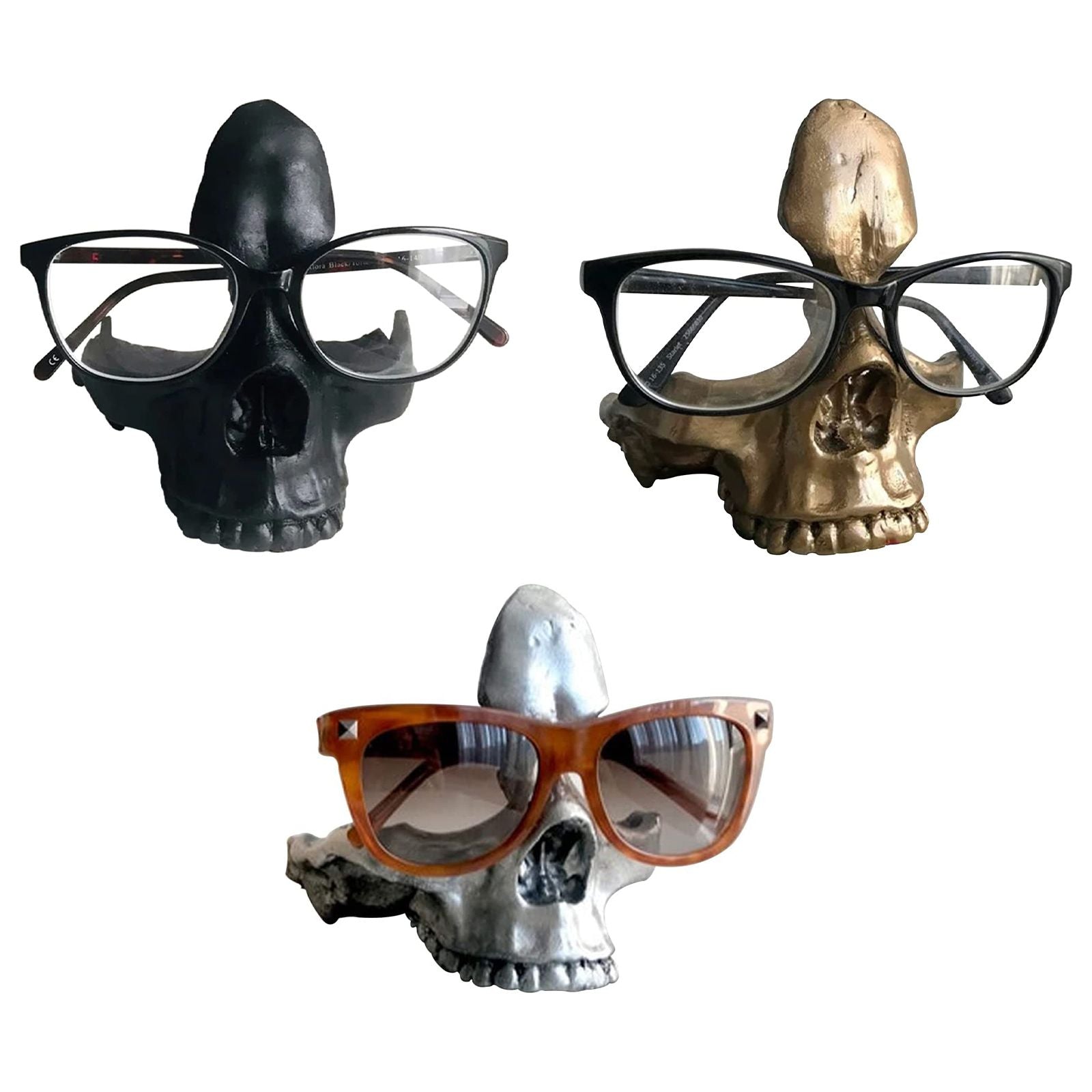 Skull Glasses Holder Sturdy Resin Rich Details Vivic Colors Skull Glasses Stand