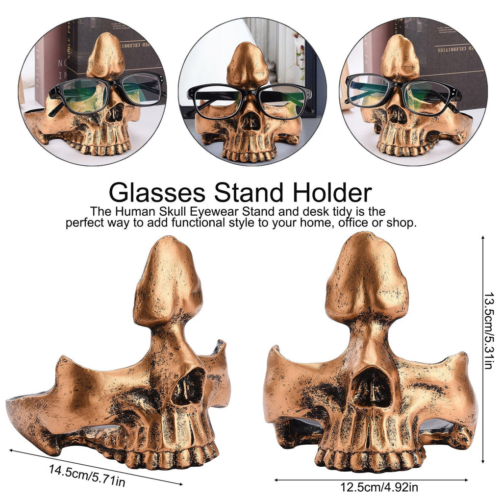 Skull Glasses Holder Sturdy Resin Rich Details Vivic Colors Skull Glasses Stand