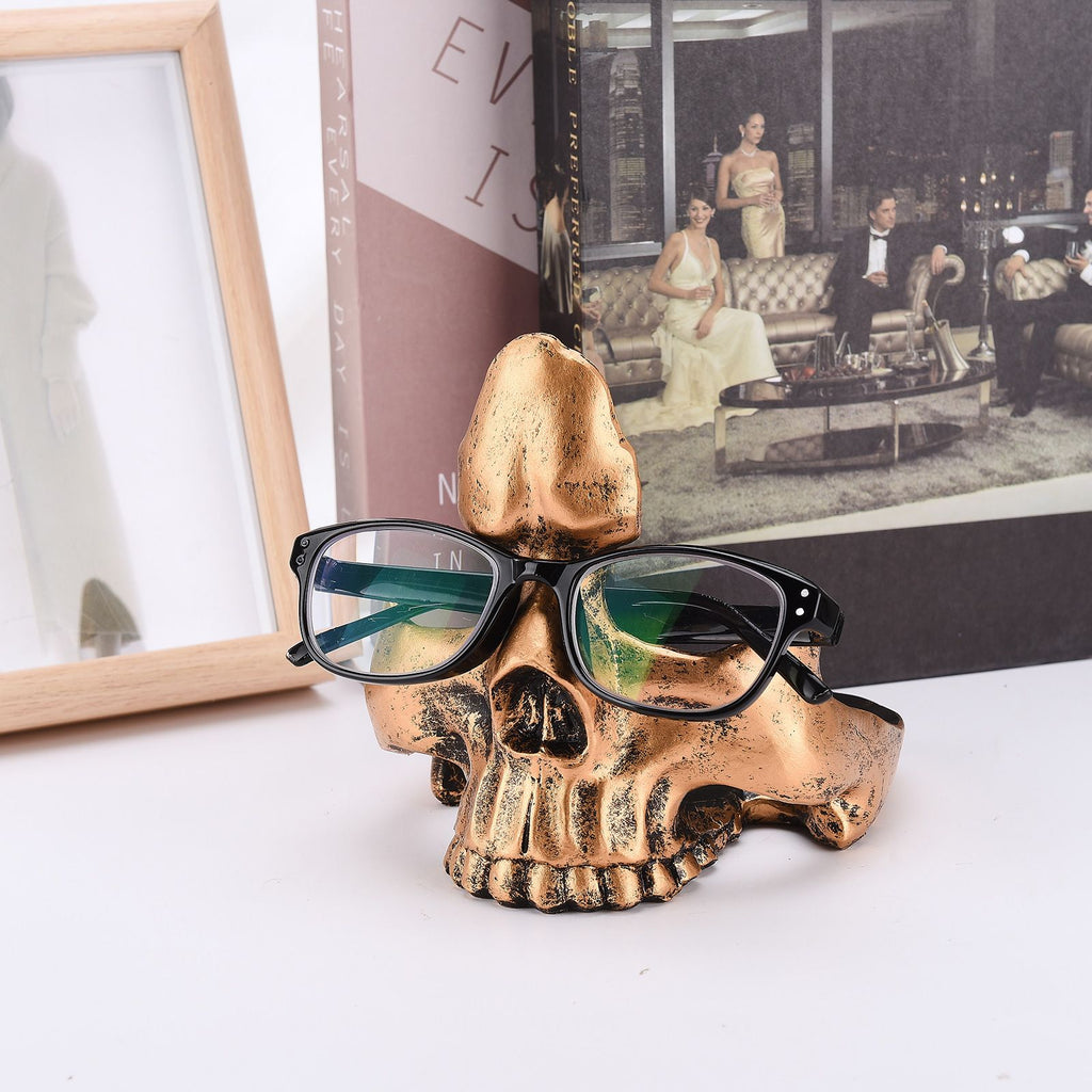 Skull Glasses Holder Sturdy Resin Rich Details Vivic Colors Skull Glasses Stand