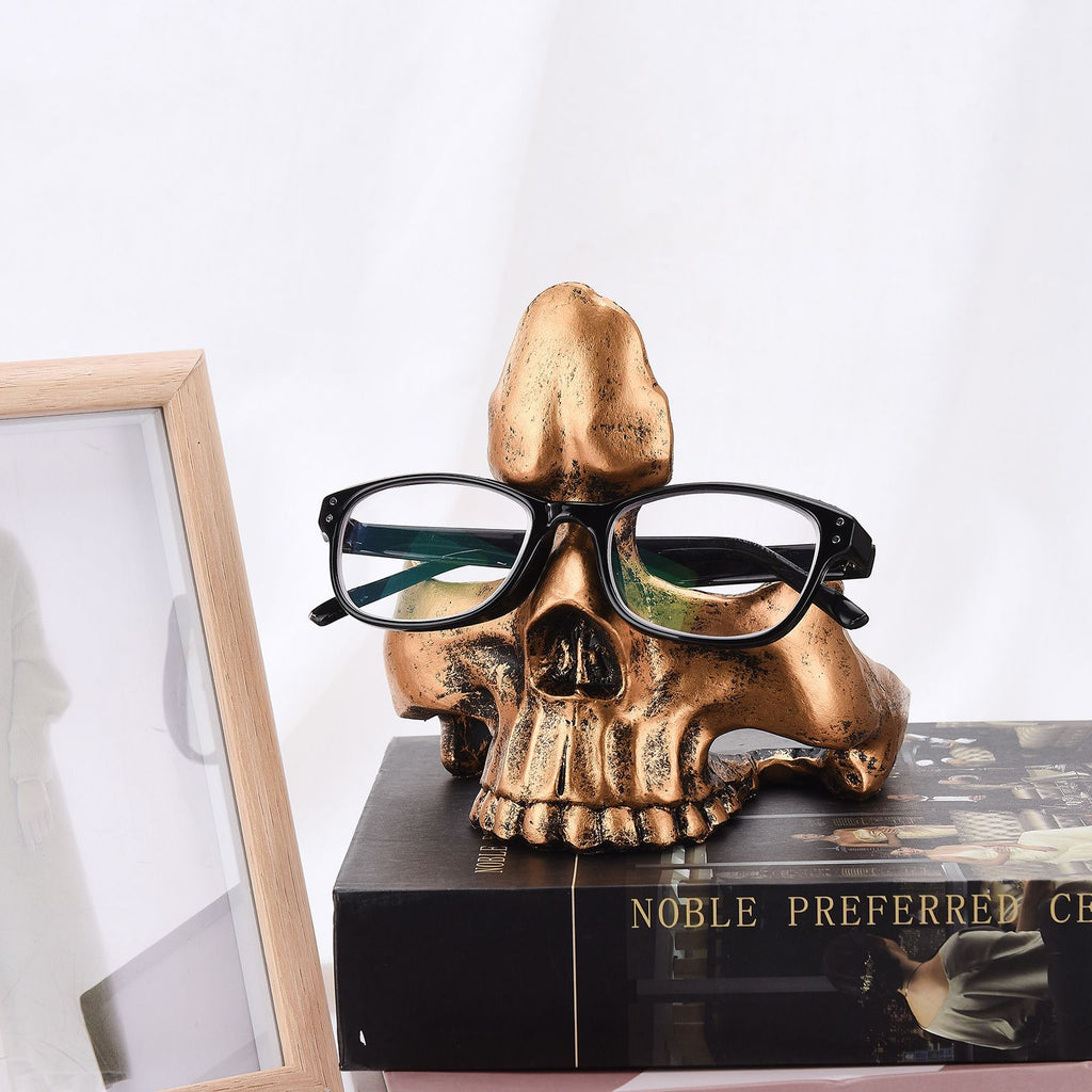 Skull Glasses Holder Sturdy Resin Rich Details Vivic Colors Skull Glasses Stand