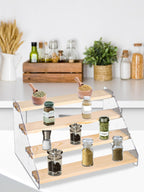 Wooden Ladder Display Shelf Countertop Cabinets Organizer Rack for Toy Cosmetics Kitchen Spices