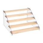 Wooden Cupcake Stand 5 Tiers 15.7in Wide Acrylic Side Panel Strong Wood Large Display Riser