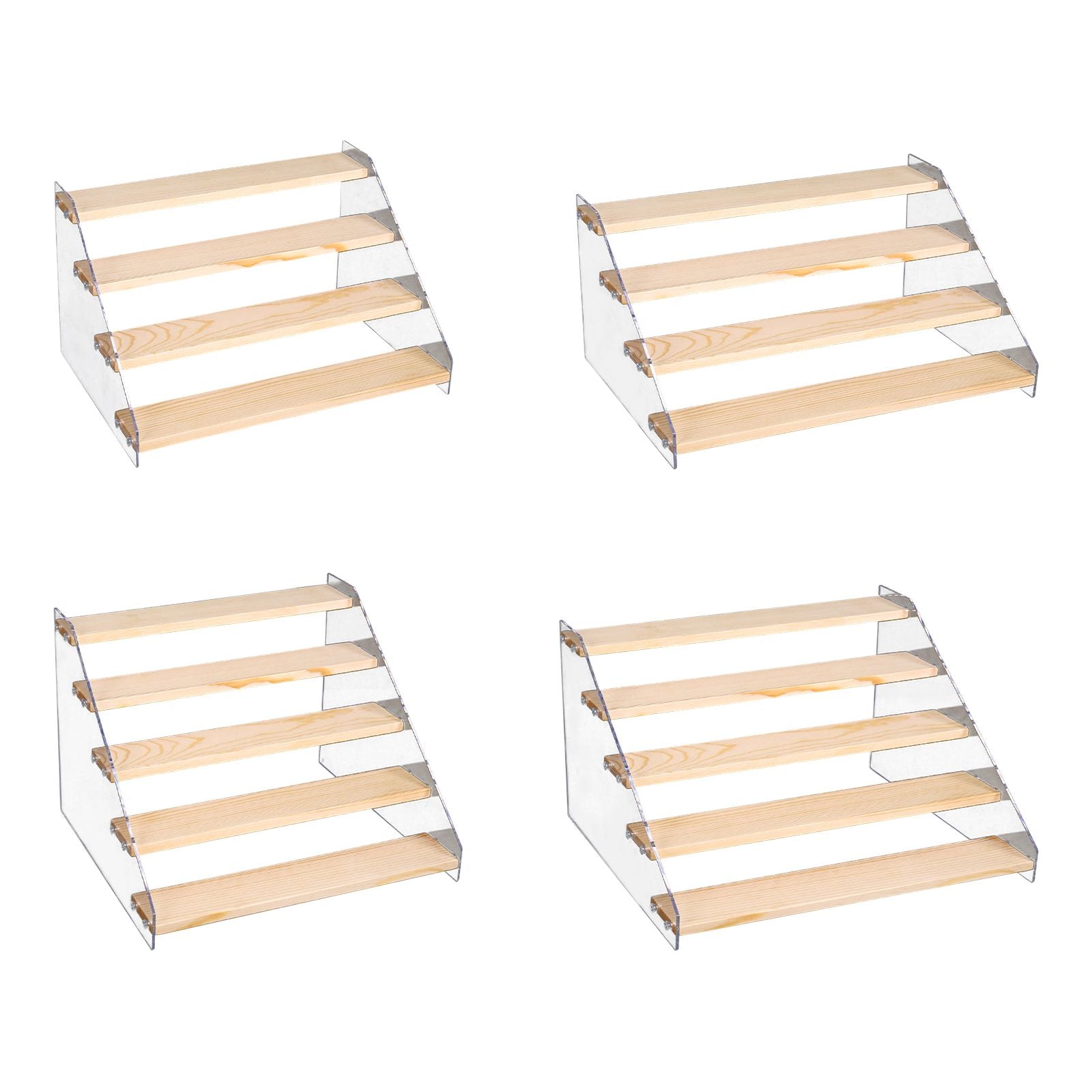 Wooden Cupcake Stand 5 Tiers 15.7in Wide Acrylic Side Panel Strong Wood Large Display Riser