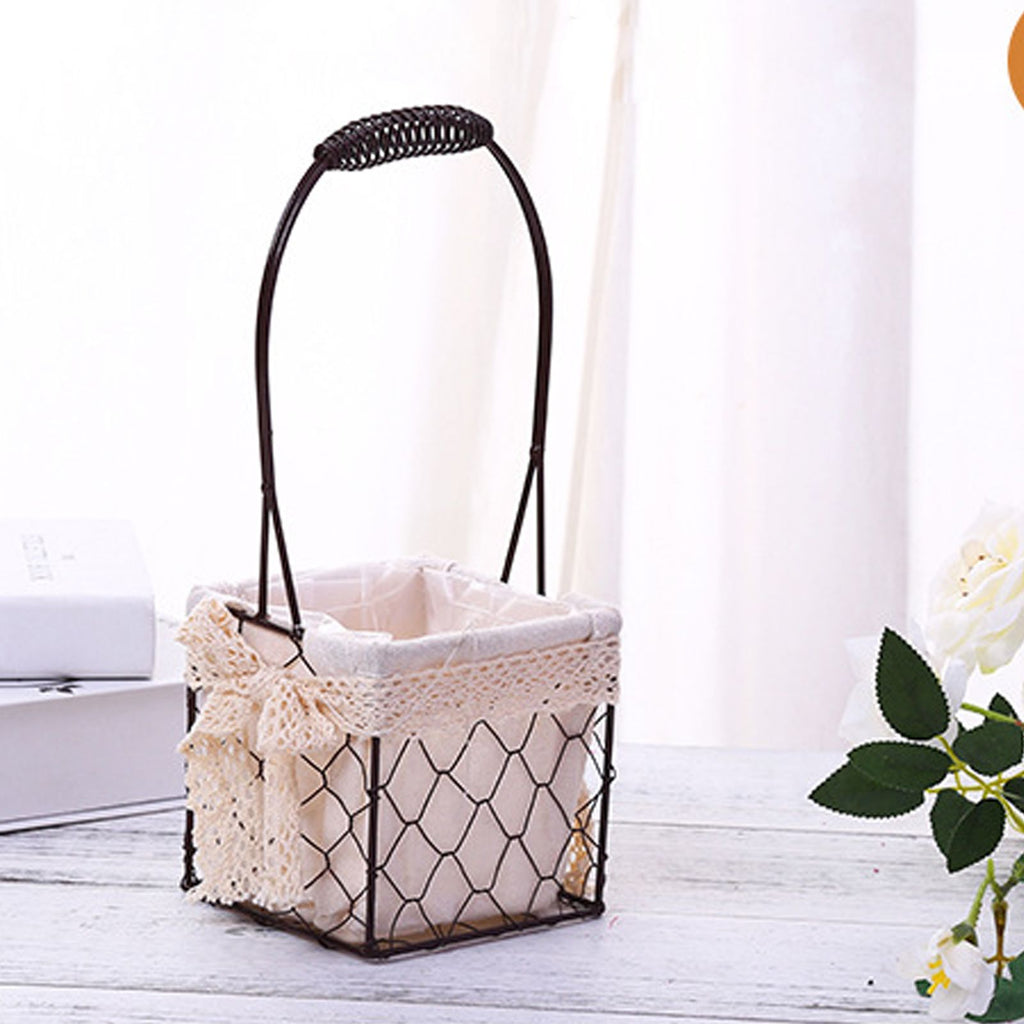 Iron Flower Baskets for Wedding Favors Floral Arrangement Flower Basket Succulent Greenery Baskets