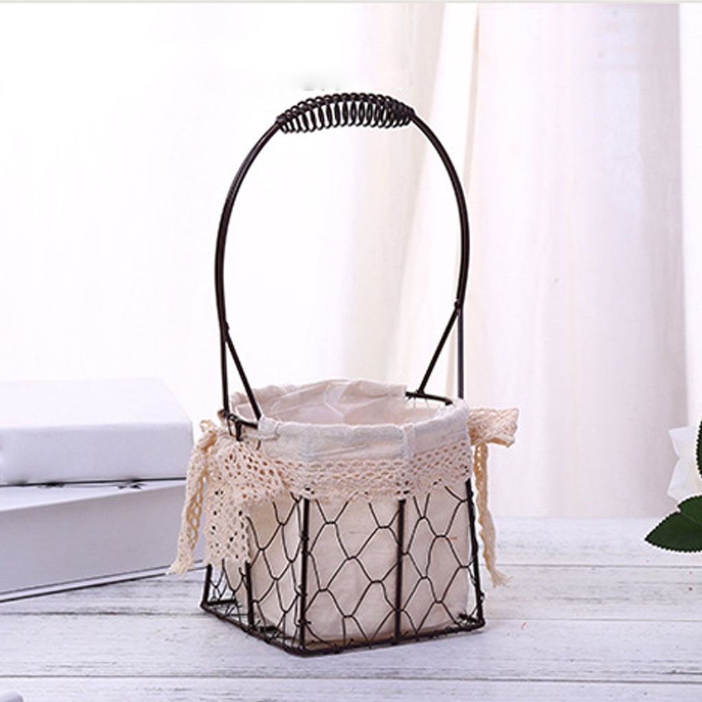 Iron Flower Baskets for Wedding Favors Floral Arrangement Flower Basket Succulent Greenery Baskets