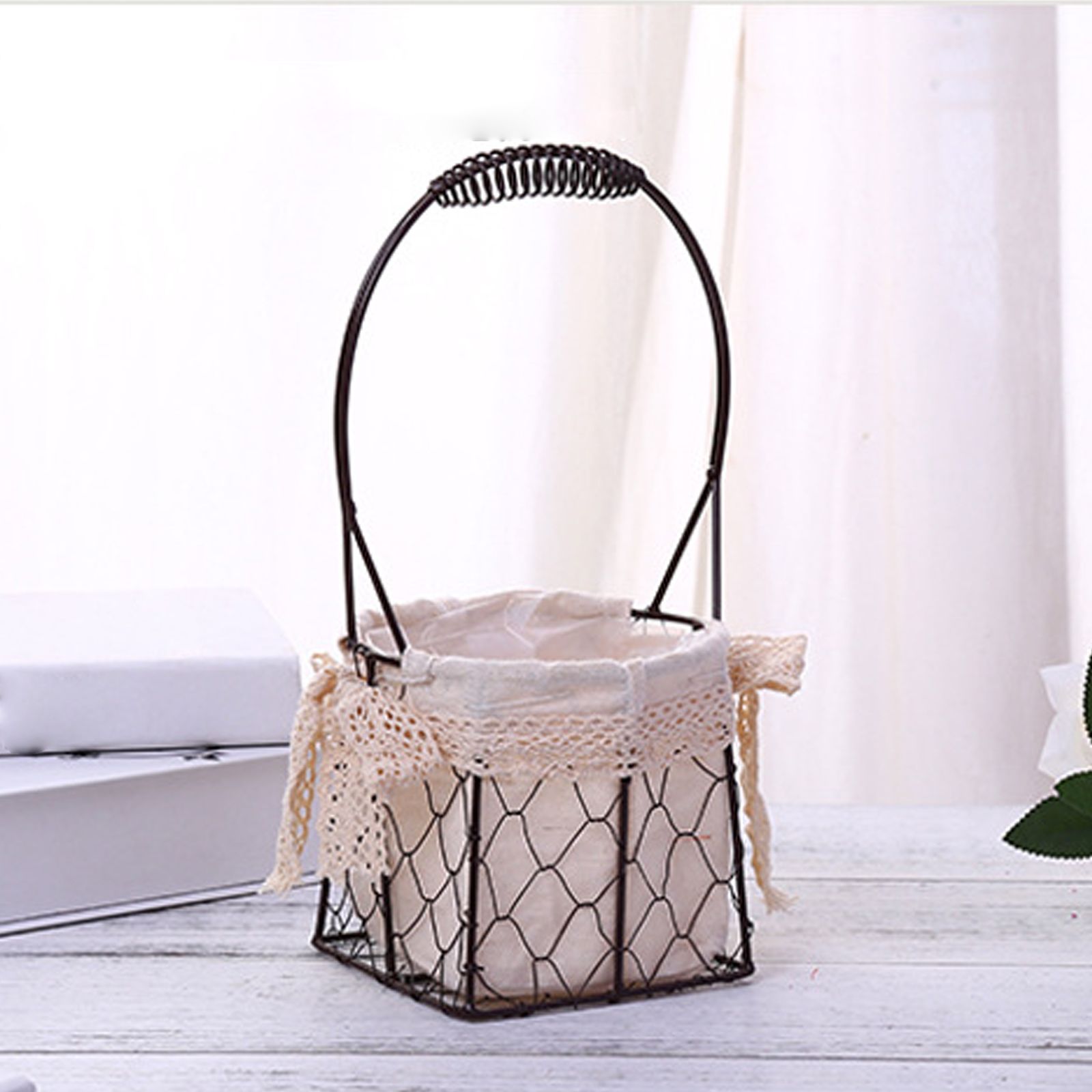 Iron Flower Baskets for Wedding Favors Floral Arrangement Flower Basket Succulent Greenery Baskets