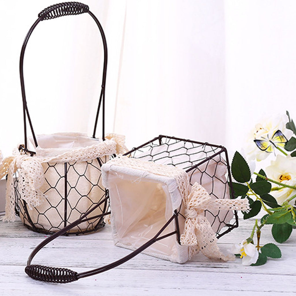 Iron Flower Baskets for Wedding Favors Floral Arrangement Flower Basket Succulent Greenery Baskets