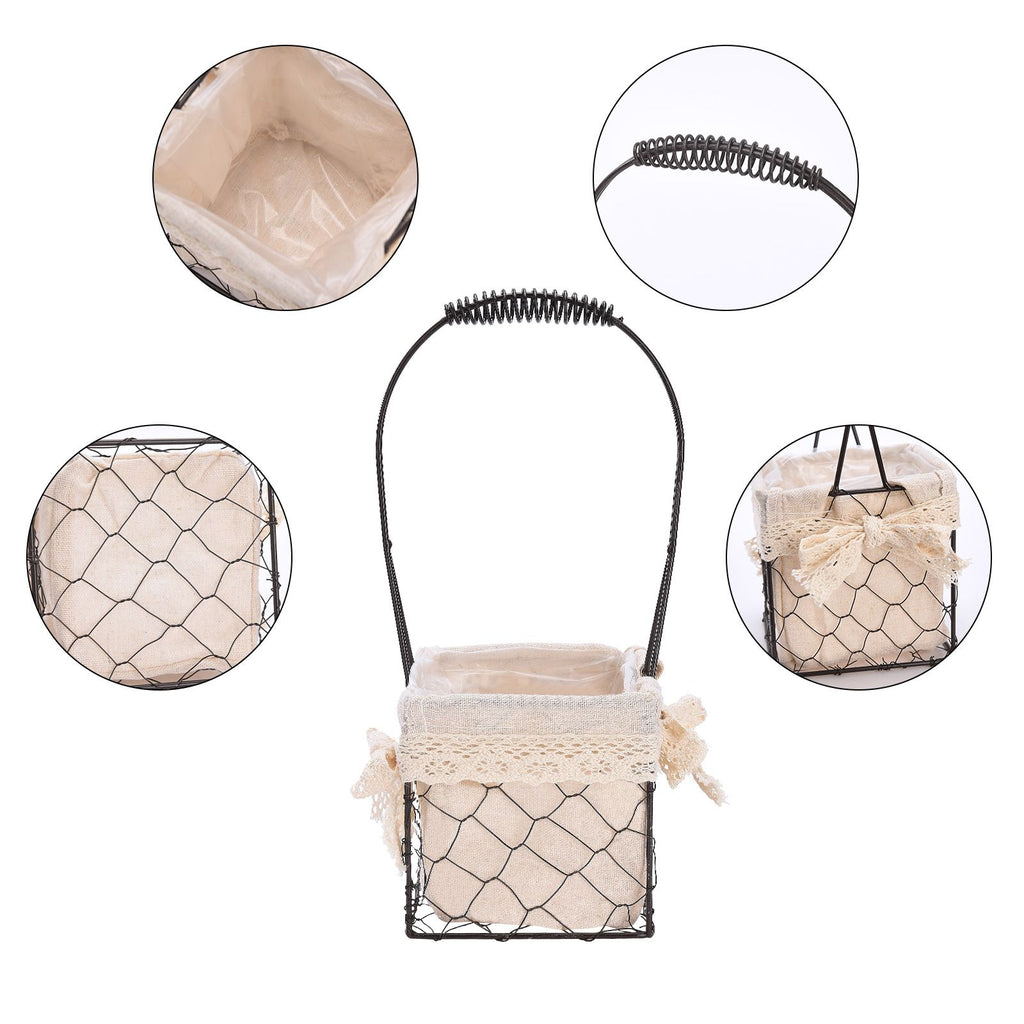 Iron Flower Baskets for Wedding Favors Floral Arrangement Flower Basket Succulent Greenery Baskets