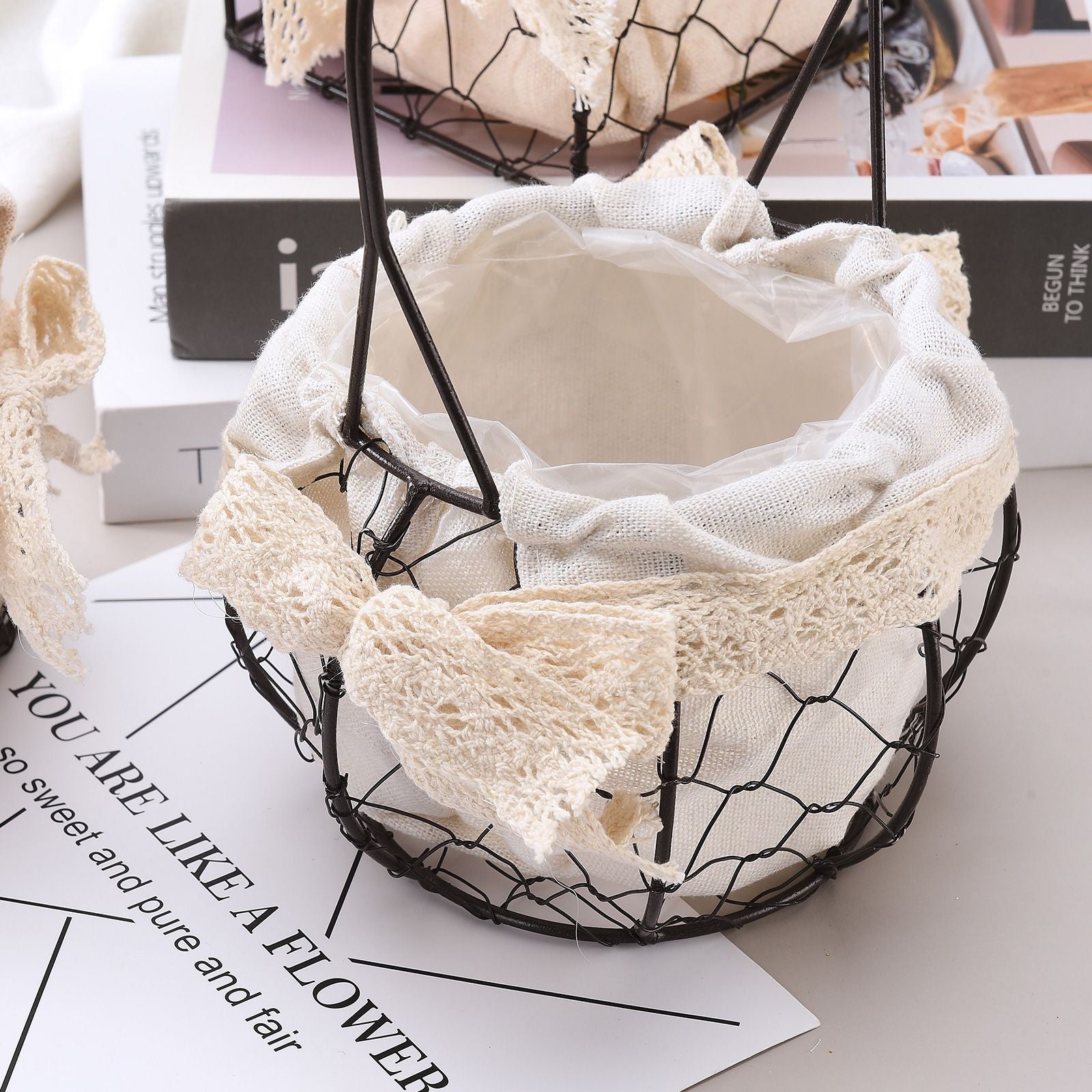 Iron Flower Baskets for Wedding Favors Floral Arrangement Flower Basket Succulent Greenery Baskets