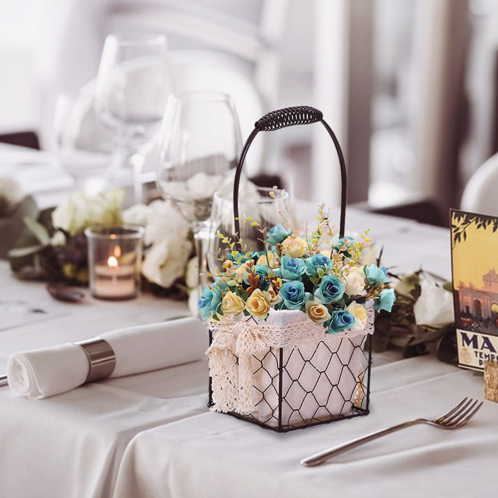 Iron Flower Baskets for Wedding Favors Floral Arrangement Flower Basket Succulent Greenery Baskets