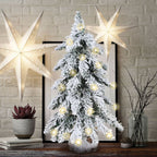 45cm Flocking Christmas Tree with Lights PVC Mini Christmas Tree Artificial Holiday Tree Christmas Desktop Decoration