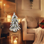 45cm Flocking Christmas Tree with Lights PVC Mini Christmas Tree Artificial Holiday Tree Christmas Desktop Decoration