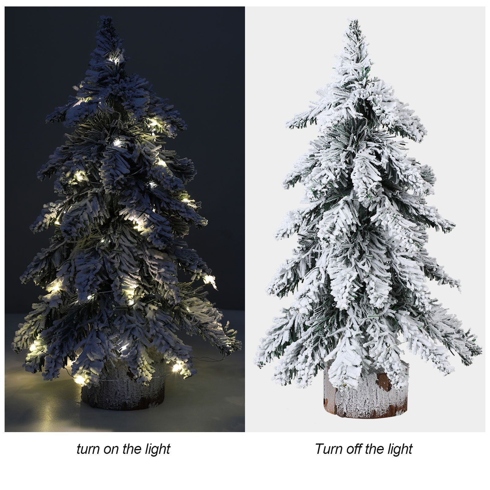 45cm Flocking Christmas Tree with Lights PVC Mini Christmas Tree Artificial Holiday Tree Christmas Desktop Decoration