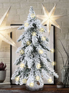 45cm Flocking Christmas Tree with Lights PVC Mini Christmas Tree Artificial Holiday Tree Christmas Desktop Decoration