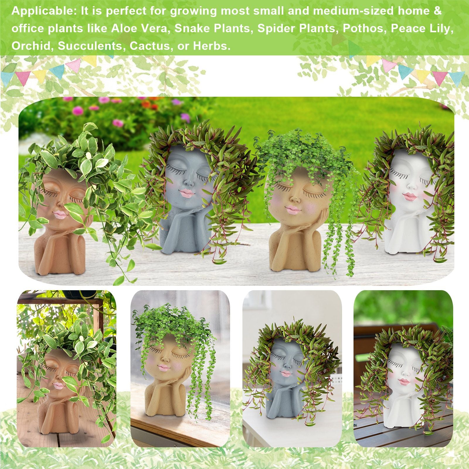 Mannequin Resin Cheek Resting Flower Pot Face Flower Pot