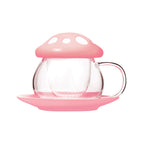Cute Mushroom Shaped Teacup Ceramic Glass Filter Tea Cup Set
