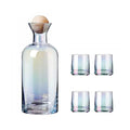 Bedside Glass Pitcher Set 4 Cups Lid 1200ml Capacity Drinking Glasses for Nightstand Colorful