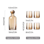 Bedside Glass Pitcher Set 4 Cups Lid 1200ml Capacity Drinking Glasses for Nightstand Colorful