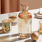 Bedside Glass Pitcher Set 4 Cups Lid 1200ml Capacity Drinking Glasses for Nightstand Colorful