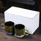 2pcs Ceramic Coffee Mug Special Active Glaze Large Coffee Mug for Office 150ml Capacity Green