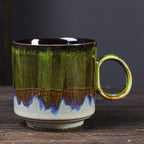 2pcs Ceramic Coffee Mug Special Active Glaze Large Coffee Mug for Office 150ml Capacity Green