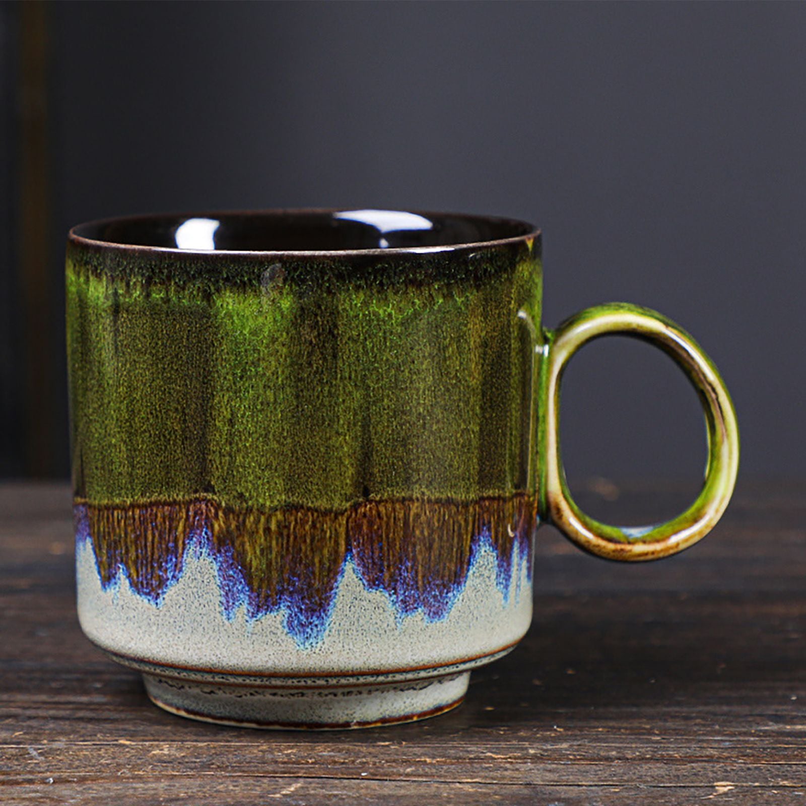 2pcs Ceramic Coffee Mug Special Active Glaze Large Coffee Mug for Office 150ml Capacity Green