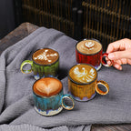 2pcs Ceramic Coffee Mug Special Active Glaze Large Coffee Mug for Office 150ml Capacity Green