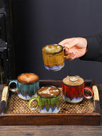 2pcs Ceramic Coffee Mug Special Active Glaze Large Coffee Mug for Office 150ml Capacity Green