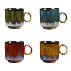 2pcs Ceramic Coffee Mug Special Active Glaze Large Coffee Mug for Office 150ml Capacity Green