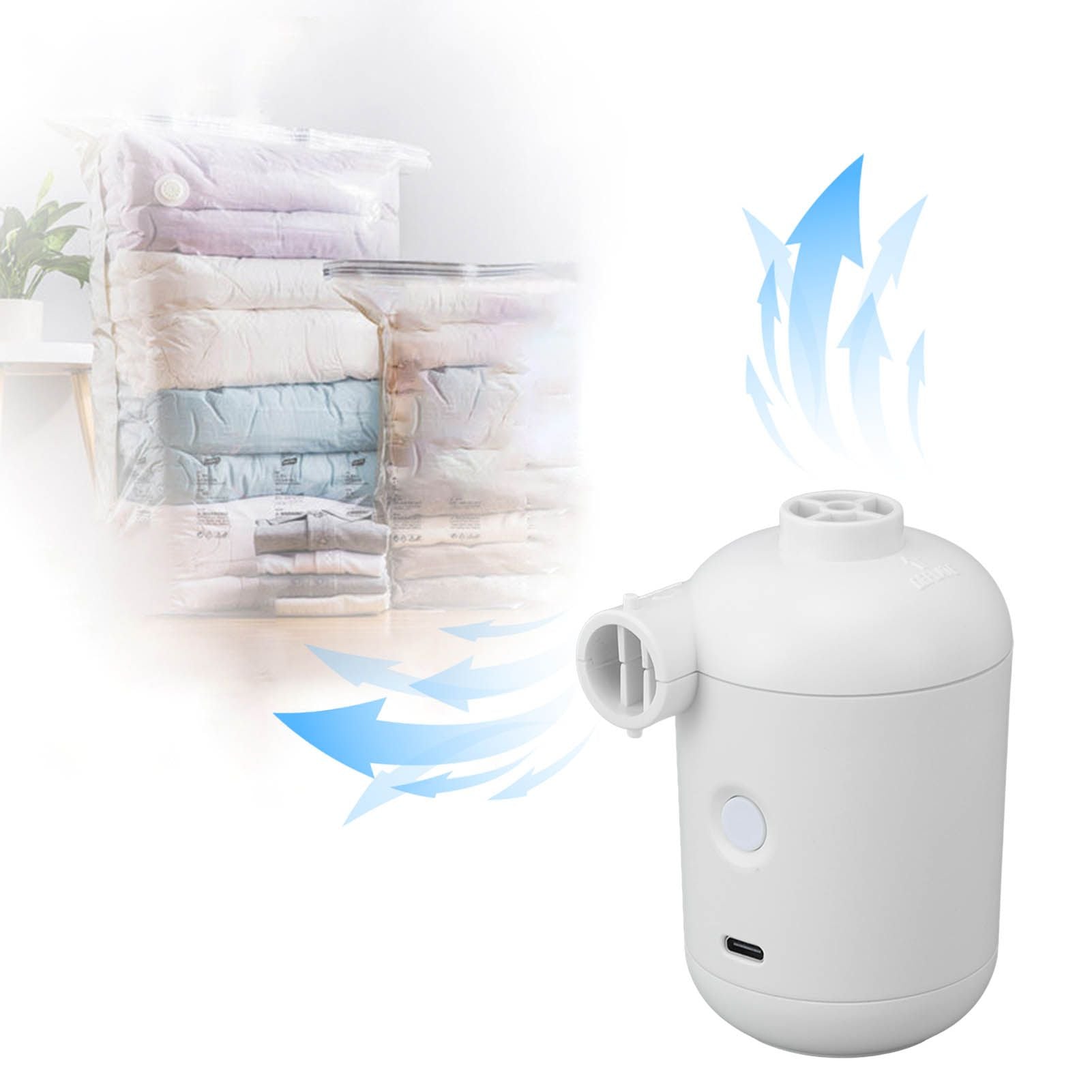 Tiny Pump Fast Inflation Pumping Portable Mini Electric Air Pump with 4 Nozzles For Storage Bags Rubber Boats Swimming Rings