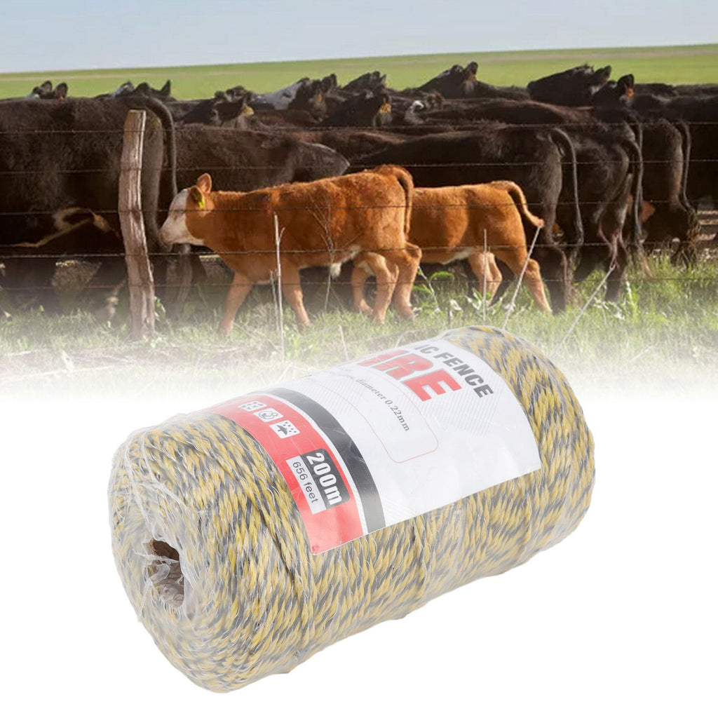 Electric Fence Polywire 6 Strand Stainless Steel 200M Poly Wire for Farm Protection MLD‑040C